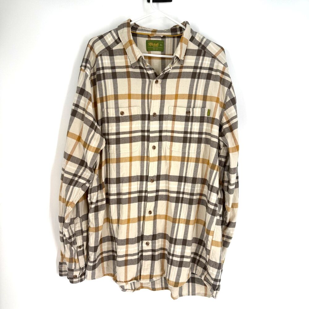 Marsh Wear Westerly Flannel Mens Long Sleeve Button Up Shirt Plaid Cabin Size XL